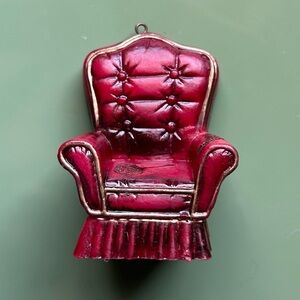 Rare Vintage Christmas Decor Ornament Red Chair Retro Holiday Kitsch 1988 80’s